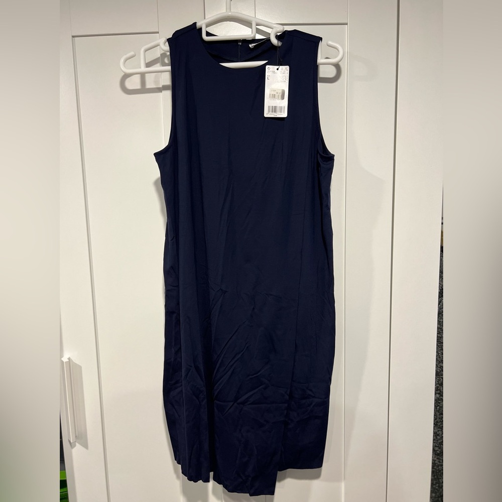 MANGO Elegant Navy Blue Sleeveless Dress